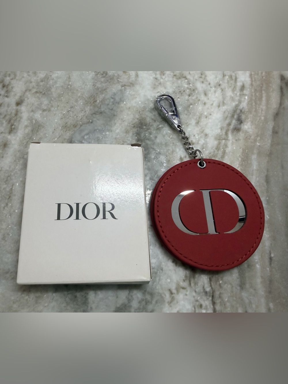 Dior Reflective ‘CD’  Red Mirror on Silver Chain NEW in Box/SEALED in Paper GWP